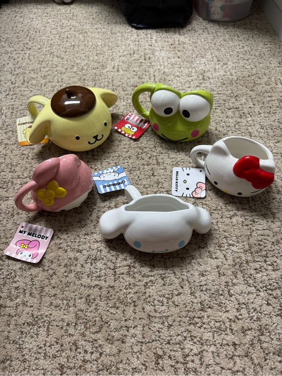 Sanrio Other - Sanrio Ceramic Character Mugs in Yellow, Green, Pink, White, and Cream